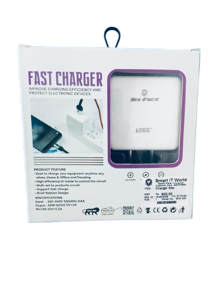 65W SIX FACE Fast Charger with Type-C Cable