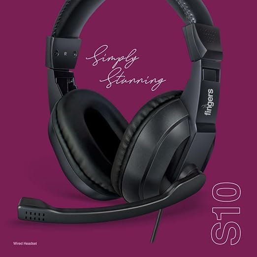 FINGERS S10 Wired Headphone On-Ear with Built-in Adjustable Mic (Crystal Clear Sound, 40 mm Powerful