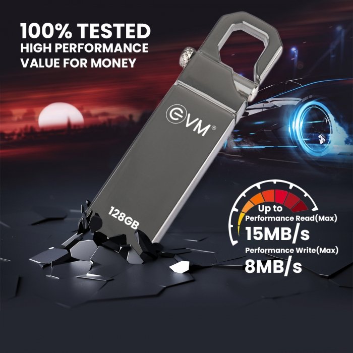 EVM ENSTORE 128GB 2.0 PENDRIVE  Metal Case  (Silver)