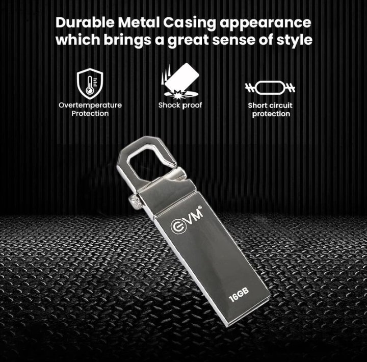 EVM ENSTORE 16GB 2.0 PENDRIVE2.0 Metal Case  (Silver)