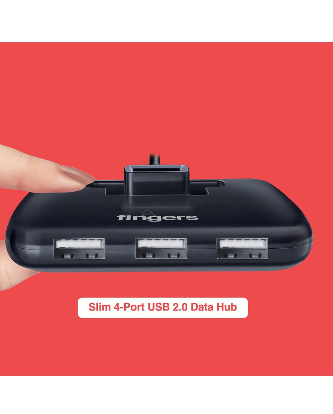 FINGERS U2.0 Quadrant USB Hub  (Jet Piano Black)