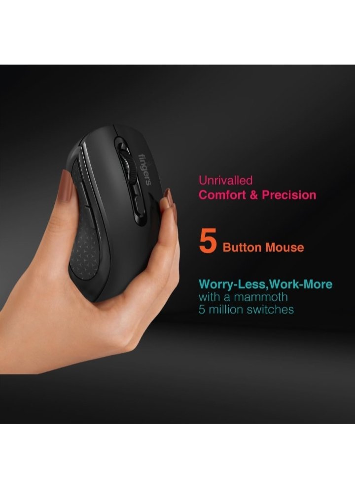 FINGERS SwiftCharge Wireless Optical Mouse with Bluetooth  (2.4GHz Wireless, Matte Black)