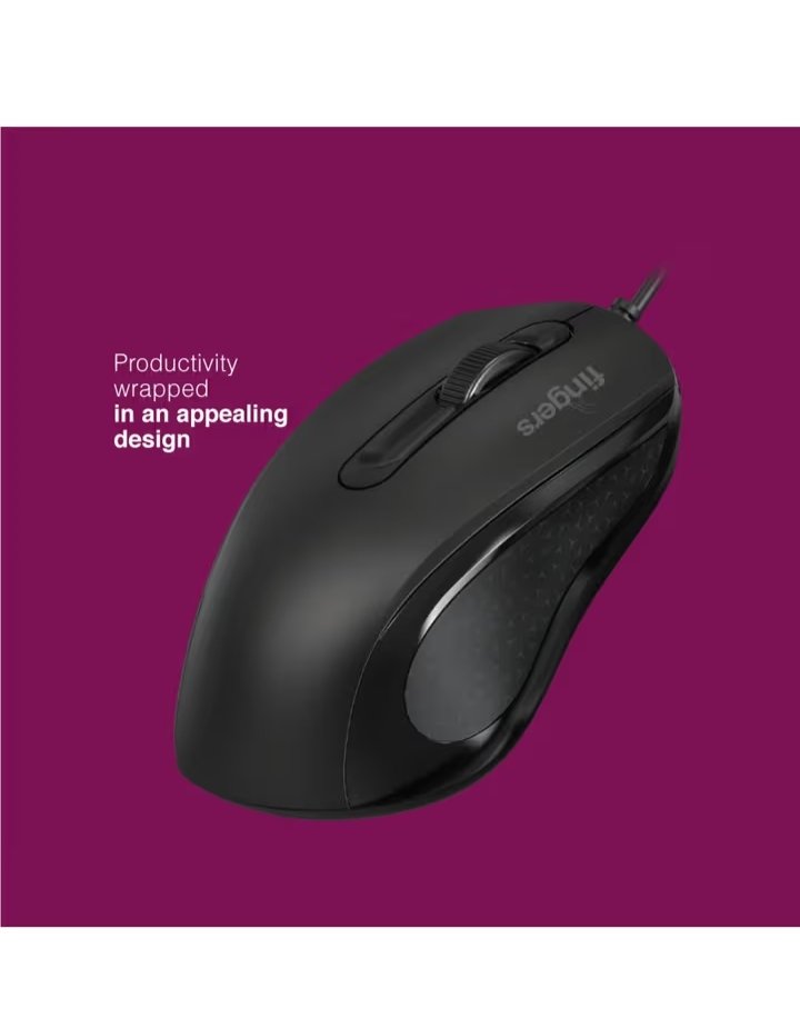 FINGERS MegaHit Wired Optical Mouse  (USB 2.0, Black)