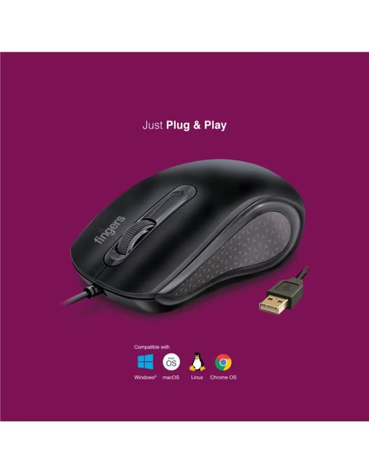 FINGERS MegaHit Wired Optical Mouse  (USB 2.0, Black)