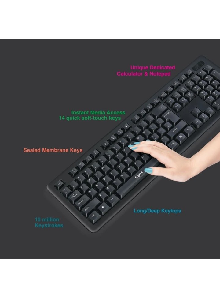 FINGERS Duo-Recharge Combo With Mouse Wireless Standard Desktop Keyboard Compatible with Desktop, La