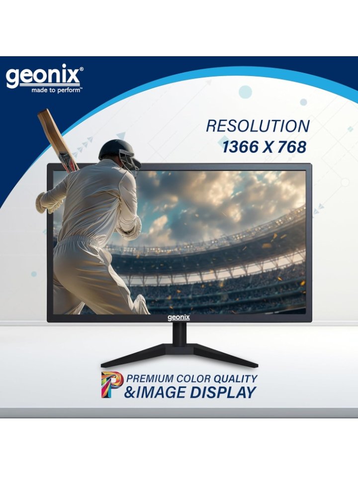 GEONIX PC Monitor (47 cm/18.5 Inch)hh | Resolution 1366 x 768 | Display Output-VGA &amp; HDMI | LED