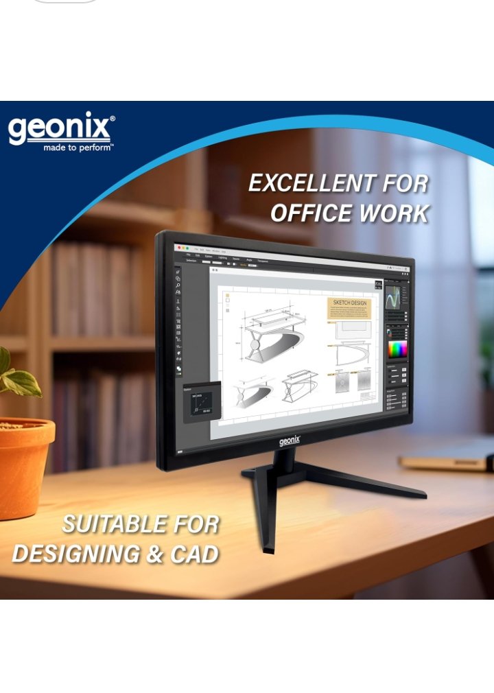 GEONIX PC Monitor (47 cm/18.5 Inch)hh | Resolution 1366 x 768 | Display Output-VGA &amp; HDMI | LED