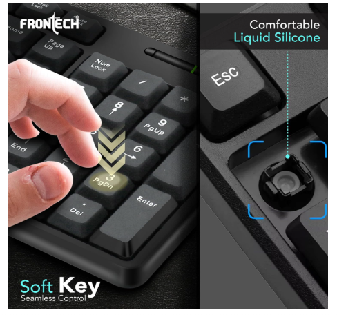 Frontech Wired Keyboard | 104 Keys with Super Slim Design| USB Plug &amp; Play (KB-0047) Wired USB S
