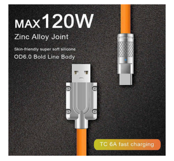 Sixface 120W Super Fast charge, Dash charge Type-C Cable | Premium Zinc Alloy Connectors, Liquid Sil