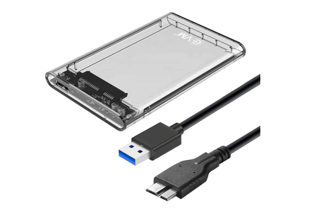 EVM 2.5" SATA SSD Casing USB 3.0 - Portable External Hard Drive/SSD Transparent Case Cover - Fa