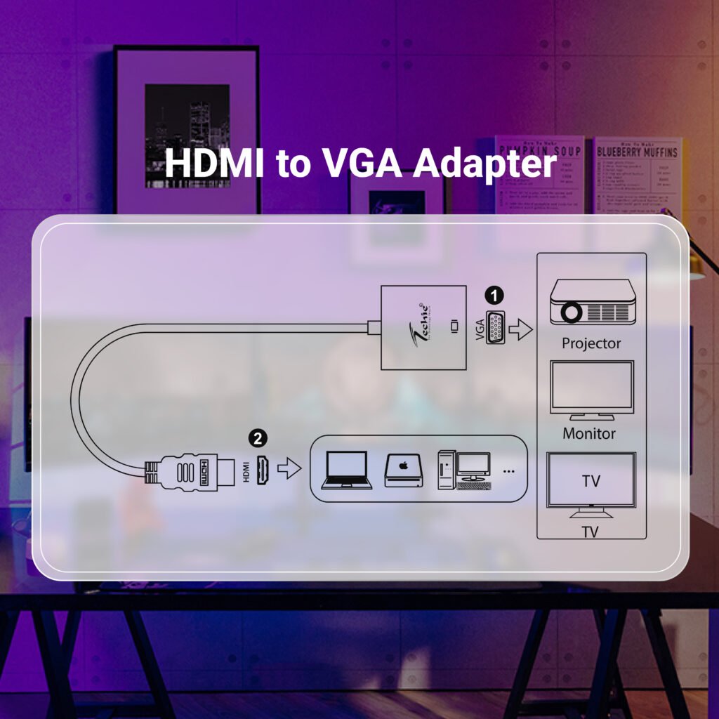 Techie HDMI to VGA Converter Techie – 1080P Full HD