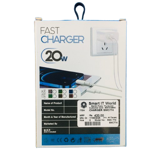 SIX FACE FAST CHARGER DUAL USB 20W 3.4 AMP SMC774