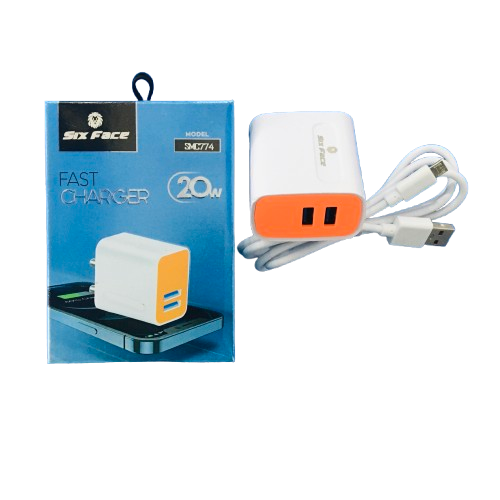 SIX FACE FAST CHARGER DUAL USB 20W 3.4 AMP SMC774